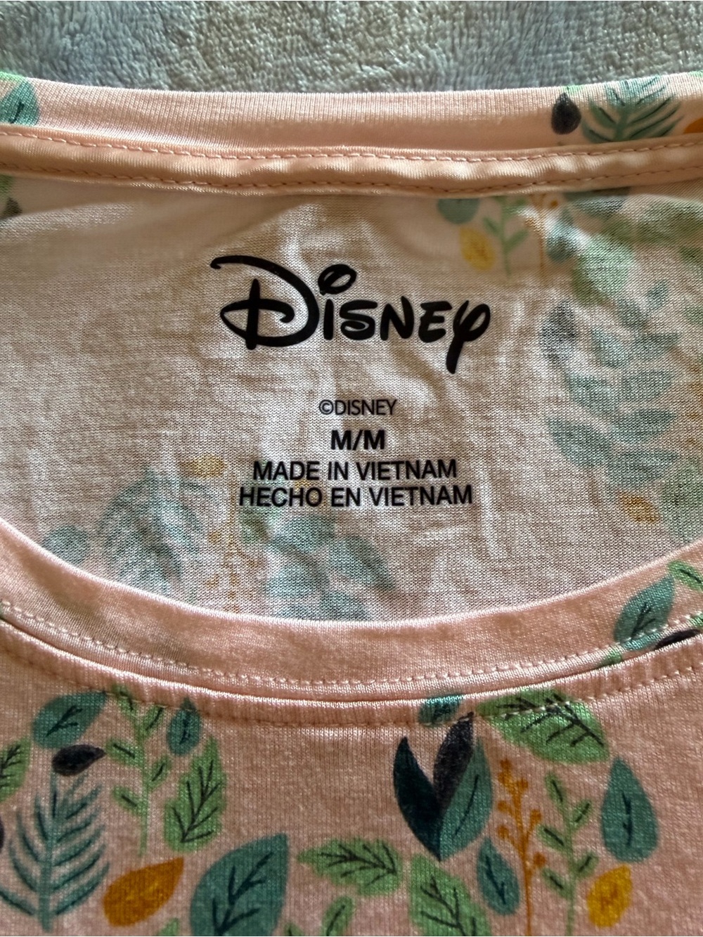 Disney Mickey Mouse Leaf Print Pajama Set Pink Women's Medium M/M - D349 - Picture 2 of 2